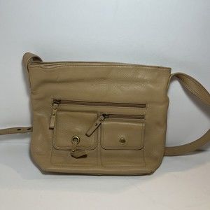 STONE MOUNTAIN LEATHER CROSSBODY BAG PURSE LIGHT TAN VERY GOOD